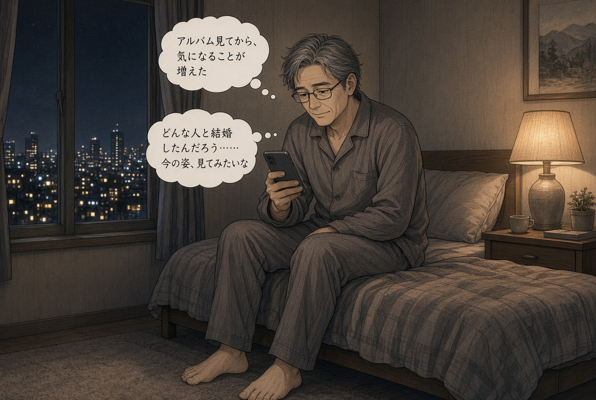 探偵社のホームページで似た相談事例を見つけ、日東探偵社へ電話相談を決意する男性を描いた漫画