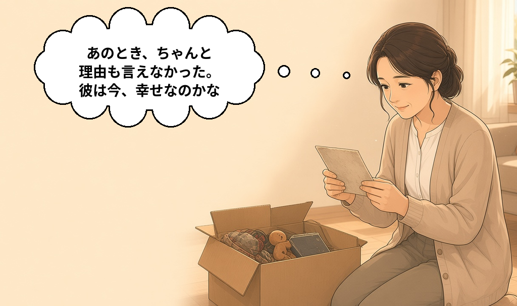 片付け中に昔の写真を見つけ、あのとき理由も言えなかった元彼は今、幸せなのかと思う40代女性